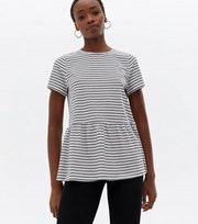 New Look Tall White Stripe Peplum T-Shirt